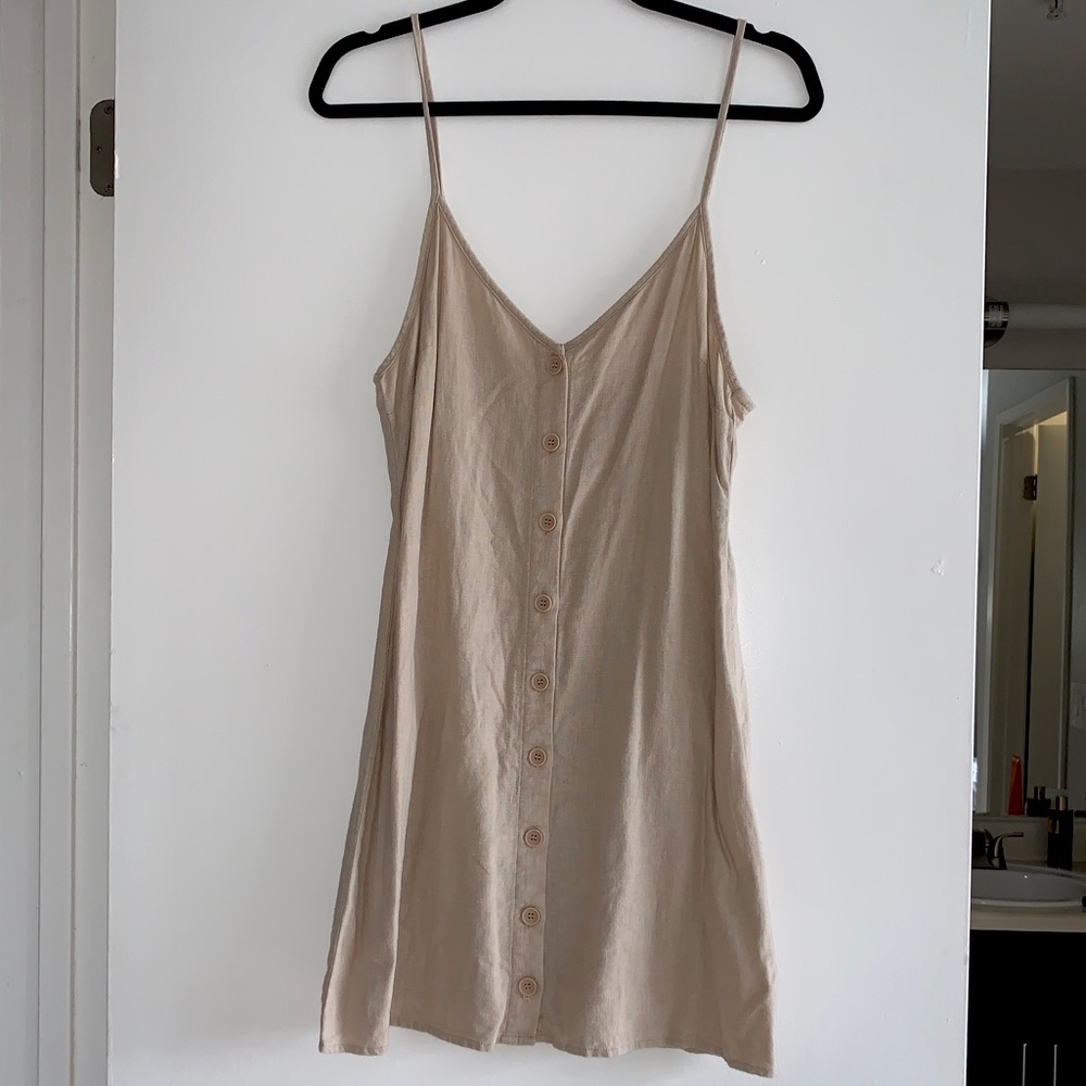 Forever 21 Beige Button-Down Mini Dress